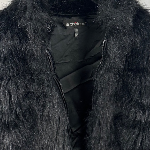 Vintage 90's 'Le Chateau' Faux Fur Teddy Coat in Black • Winter • Cropped • S/M - Picture 2 of 11